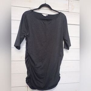 Boden Black Ruched Sides Short Sleeve Scoop Neck Top